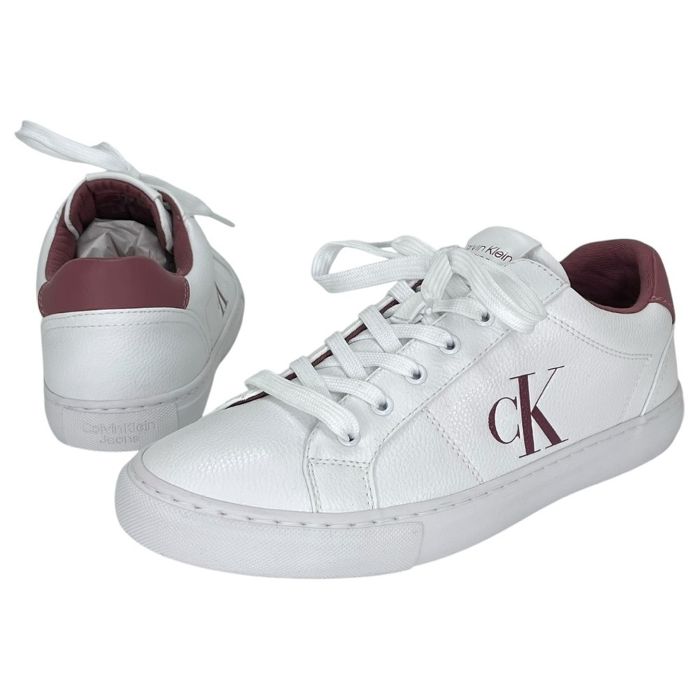 Calvin Klein Jeans Celbi White Faux Leather Womens Sneakers Size 9.5M - Picture 8 of 12